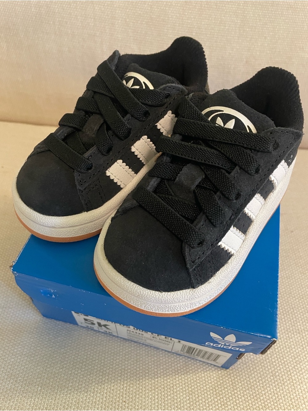 adidas Black and White Kids Campus Suede Sneakers